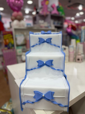 Base Escada Com 3 Degraus em EVA Lacinhos Azul