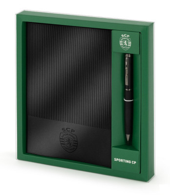 Bloco de Notas A5 Preto + Esferográfica Sporting C. P.