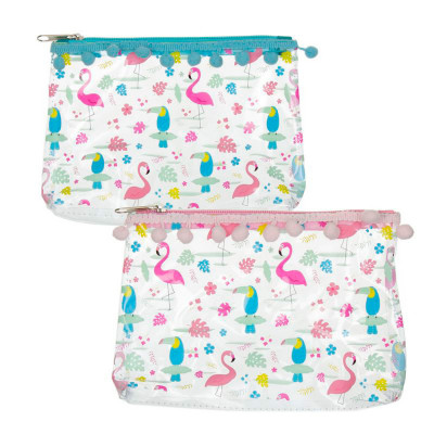 Bolsa Necssaire transparente Flamingo sortido