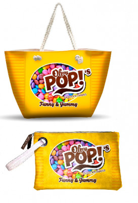 Bolsa Praia + Necessaire Oh My Pop Chococandy