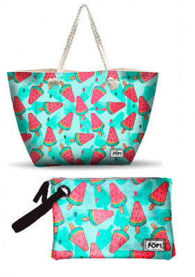 Bolsa Praia + Necessaire Oh My Pop Melancias