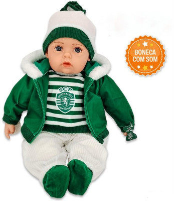 Boneca Bebe Sporting com gorro