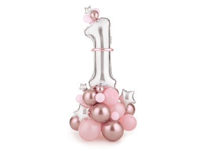 Bouquet de Balões Número 1 Rosa