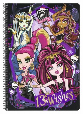 Caderno A4 capa dura Monster High 13 Wishes