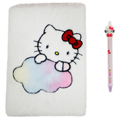 Caderno Peluche + Caneta Apagável Hello Kitty