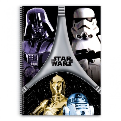 Caderno quadriculado Star Wars Flash A4 80 folhas