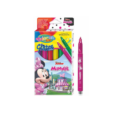 Caixa 6 Marcadores Glitter Minnie Colorino