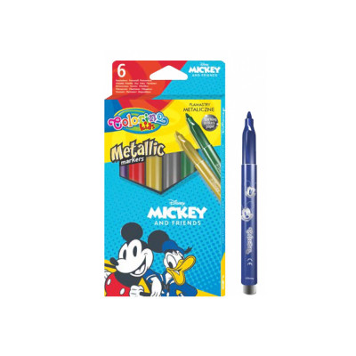 Caixa 6 Marcadores Metálicos Mickey Colorino