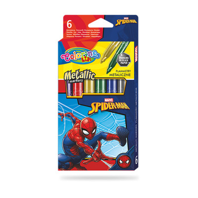 Caixa 6 Marcadores Metálicos Spiderman Colorino