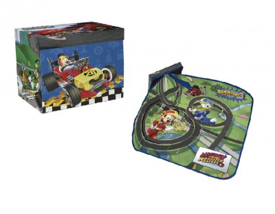 Caixa arrumação + tapete de jogos Mickey Roadster Racers