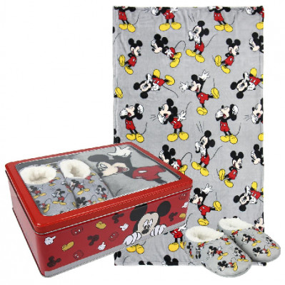 Caixa Metálica + Chinelos + Manta Mickey Disney