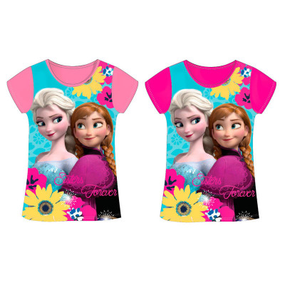 Camisola azul e rosa de manga curta Frozen