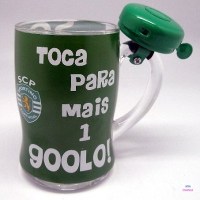 Caneca de vidro com campainha do Sporting