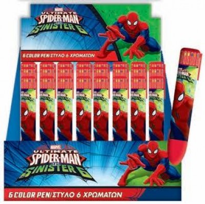 Caneta 6 cores Spiderman