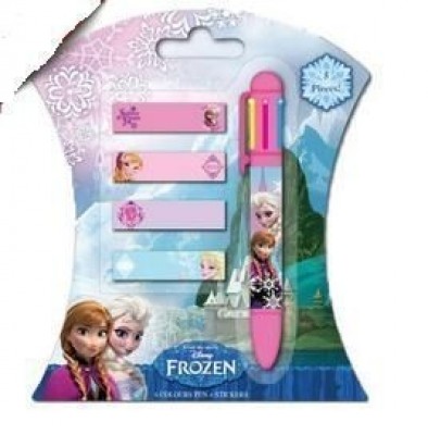 Caneta Multicor c/ etiquetas Frozen