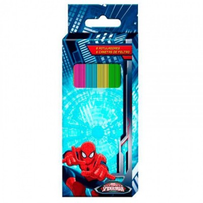 Canetas feltro 6 cores Ultimate Spiderman Marvel