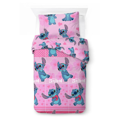 Capa Edredon Stitch Rosa