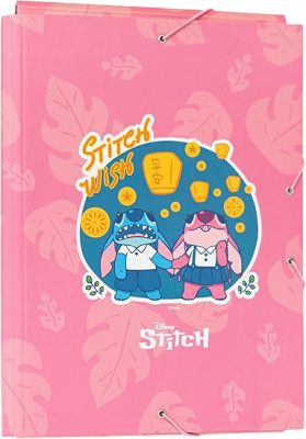 Capa Rígida A4 Elásticos Stitch Wish