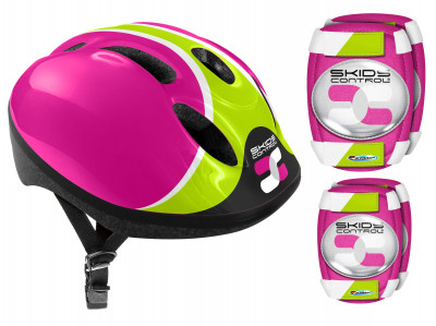 Capacete + Proteções Rosa Skids Control