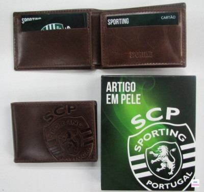 Carteira Pequena Pele SCP Sporting Castanha