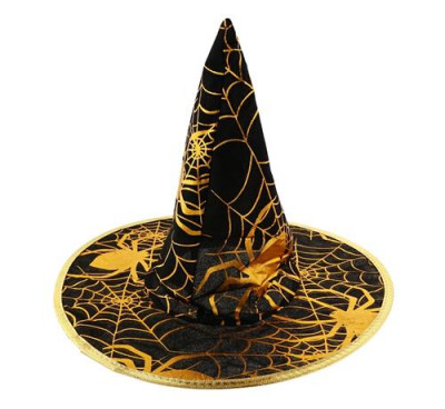 Chapéu Bruxa com uma teia de aranha dourada