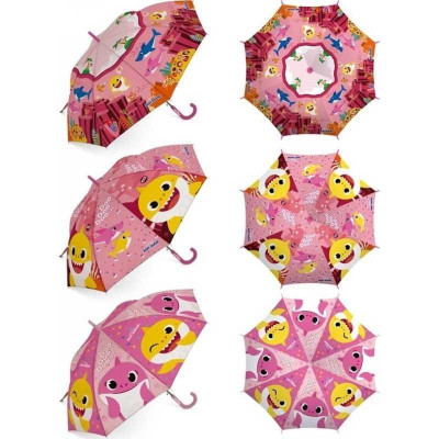 Chapéu Chuva Automático Baby Shark Rosa 48cm