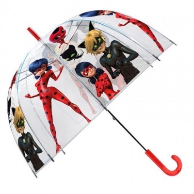 Chapéu chuva bolha 48cm Ladybug e Cat Noir