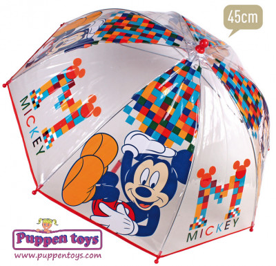Chapéu Chuva Bolha Transparente Mickey Disney 45cm