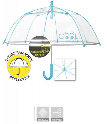 Chapéu Chuva Manual Transparente Azul 42cm