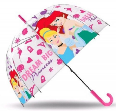 Chapéu Chuva Transparente Automático Princesas 46cm