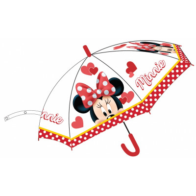 Chapéu Chuva Transparente Minnie Corações 44cm