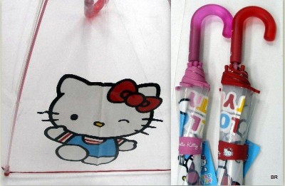 Chapéu de chuva hello kitty transparente