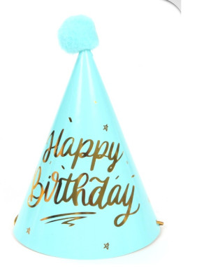 Chapéu Happy Birthday pom pom