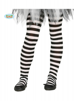 Collants Riscas Brancas Pretas Criança