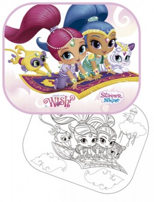 conjunto 2 Para sol De carro + poster para pintar Shimmer e Shine