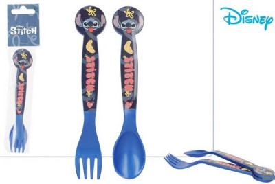 Conjunto 2 Talheres plastico Stitch