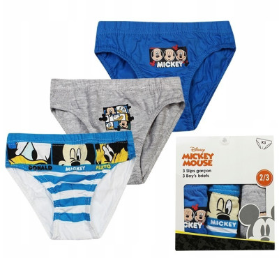 Conjunto 3 Cuecas Slips Menino Mickey Donald Pluto