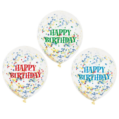 Conjunto 6 Balões Confettis Happy Birthday 30cm