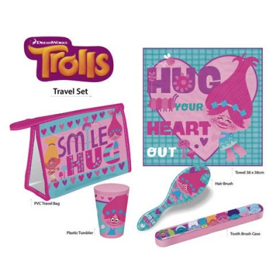 Conjunto bolsa necessaire viagem dos Trolls