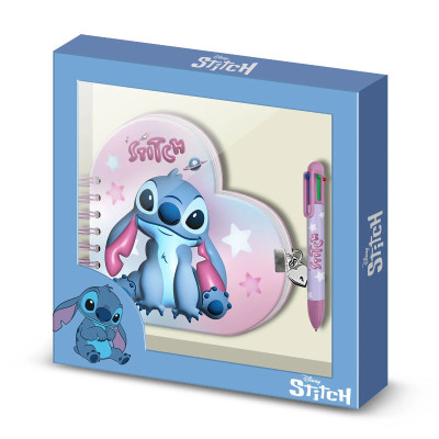 Conjunto Caderno + Caneta Lilo & Stitch 6 Cores