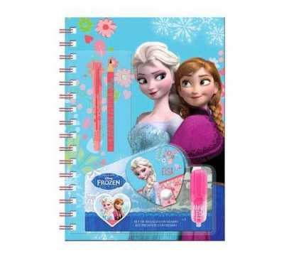 Conjunto caderno papelaria Frozen Sisters