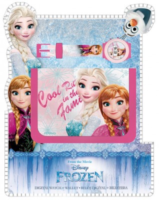 Conjunto carteira + relógio digital Disney Frozen