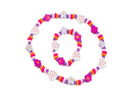 Conjunto Colar + Pulseira Corações e Flores Sortido