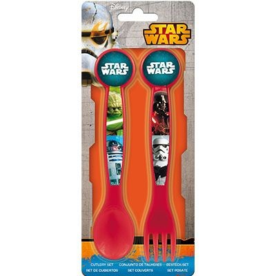 Conjunto Colher + Garfo Star wars Plastico