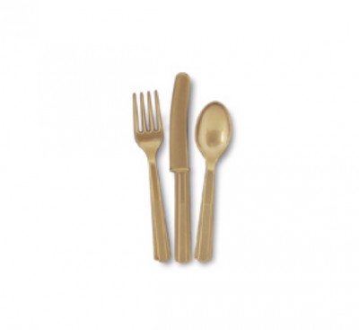 Conjunto de Talheres plásticos - Dourado metalizado