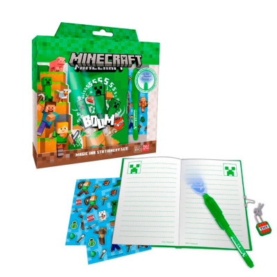 Conjunto Diário + Caneta Magica Minecraft