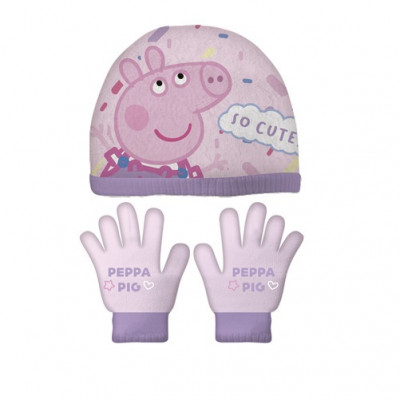 Conjunto Gorro e Luvas Porquinha Peppa So Cute