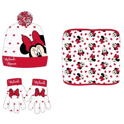 Conjunto Gorro, Gola e Luvas Minnie Hearts