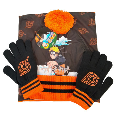 Conjunto Gorro, Gola e Luvas Naruto Shippuden