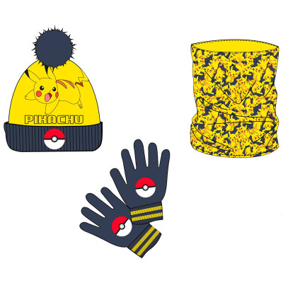 Conjunto Gorro, Gola e Luvas Pokémon Pikachu